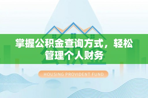 埔心掌握公积金查询方式，轻松管理个人财务